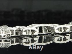Mens 925 Sterling Silver Real Genuine Diamond Bracelet Tennis Designer Link 3ct