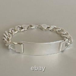 Mens Boys Cuban Personalized ID Bracelet 925 Sterling Silver 13mm 44GR 8.66 Inch