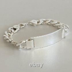 Mens Boys Cuban Personalized ID Bracelet 925 Sterling Silver 13mm 44GR 8.66 Inch