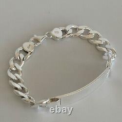 Mens Boys Cuban Personalized ID Bracelet 925 Sterling Silver 13mm 44GR 8.66 Inch