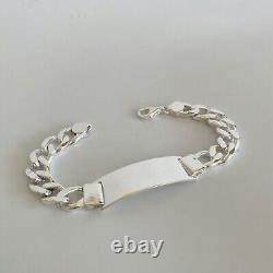 Mens Boys Cuban Personalized ID Bracelet 925 Sterling Silver 13mm 44GR 8.66 Inch