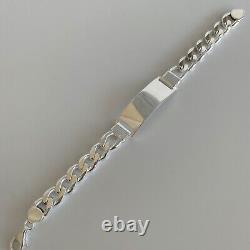Mens Boys Cuban Personalized ID Bracelet 925 Sterling Silver 13mm 44GR 8.66 Inch