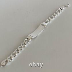 Mens Boys Cuban Personalized ID Bracelet 925 Sterling Silver 13mm 44GR 8.66 Inch