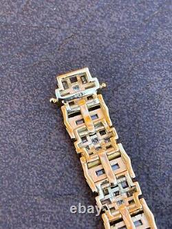 Mens Bracelet 14k Gold Plated 925 Sterling Silver Iced Baguette CZ Hip Hop