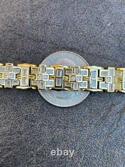Mens Bracelet 14k Gold Plated 925 Sterling Silver Iced Baguette CZ Hip Hop