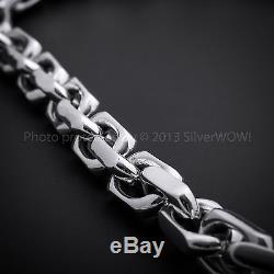 Mens Chunky Chain Necklace Solid Sterling Silver Big Heavy Bold 12mm