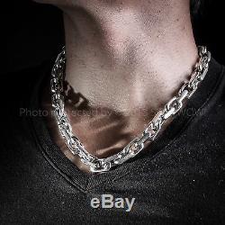 Mens Chunky Chain Necklace Solid Sterling Silver Big Heavy Bold 12mm