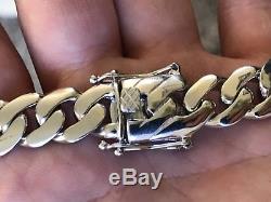 Mens Cuban Miami Link Bracelet 925 Sterling Silver 12mm 60+ Grams Heavy & Solid
