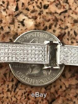 Mens Custom Made Bracelet Solid 925 Silver 12ct Diamonds 12mm Thick SUPER ICED