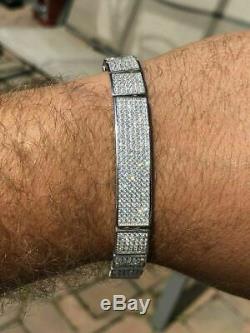 Mens Custom Made ICY Hip Hop Bracelet 925 Sterling Silver Diamond Rapper ICY