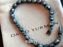 Mens David Yurman SSilver Spiritual 9mm Skull Beaded Bracelet 8.5 Long $700+
