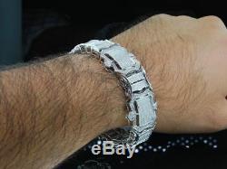 Mens Full White Diamond Bracelet Bangle Tennis XL Pave Link Design 5.16 ct. 24mm