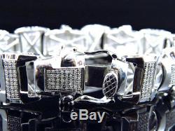 Mens Genuine Diamond 3D Pave Style Bracelet In White Gold Finish 15mm (4.5Ct)