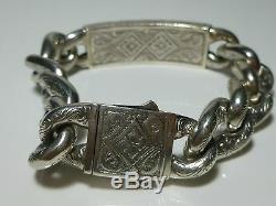 Mens Heavy Konstantino 950 Sterling Silver 18k Gold Pegasus Horse ID Bracelet