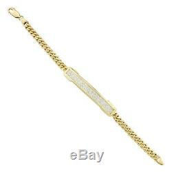 Mens Invisible Set Princess Cut Diamond Bracelet in 14k Yellow Gold Over 7 2 Ct