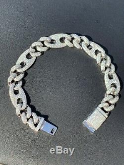 Mens Miami Cuban Iced Gucci Link Bracelet Solid 925 Silver Hip Hop Flooded Out