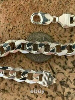 Mens Miami Cuban Link Bracelet Solid 925 Sterling Silver 8.5 11mm 38 Gram ITALY