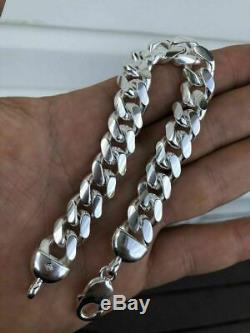 Mens Miami Cuban Link Bracelet Solid 925 Sterling Silver 8.5 12mm 67 Gram Italy