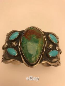 Mens Native American Sterling Silver Turquoise Cuff Bracelet Gift