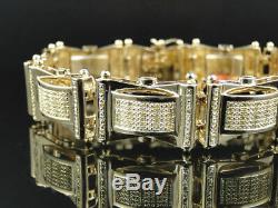 Mens Pave 14K Yellow Gold Over 12.00 CT Round Cut Canary Diamond Bracelet 8