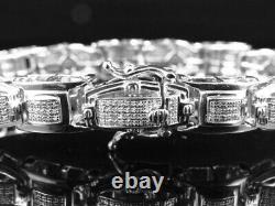 Mens Pave Set Genuine White Diamond Custom Bracelet In White Gold Finish 2.0 Ct