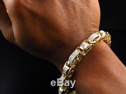 Mens Pave Set Genuine White Diamond Custom Bracelet In Yellow Gold Finish 2.0 Ct