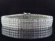 Mens Pave White Gold Finish Round Cut Real 4 Row 17 Mm Diamond Bracelet 8.5 Inch