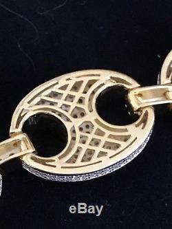 Mens Puffed Mariner Link Bracelet 14k Gold Over Real Solid 925 Sterling Silver