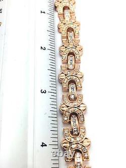 Mens Rose Gold Plated 925 Sterling Silver CZ Cubic Zirconia Tennis Bracelet 9