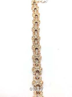 Mens Rose Gold Plated 925 Sterling Silver CZ Cubic Zirconia Tennis Bracelet 9