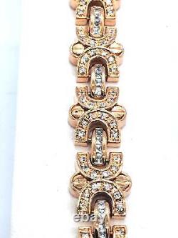 Mens Rose Gold Plated 925 Sterling Silver CZ Cubic Zirconia Tennis Bracelet 9