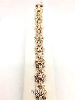 Mens Rose Gold Plated 925 Sterling Silver CZ Cubic Zirconia Tennis Bracelet 9