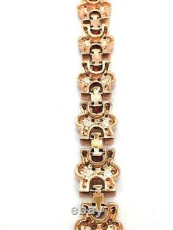 Mens Rose Gold Plated 925 Sterling Silver CZ Cubic Zirconia Tennis Bracelet 9