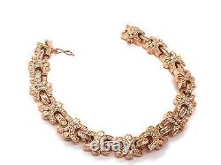 Mens Rose Gold Plated 925 Sterling Silver CZ Cubic Zirconia Tennis Bracelet 9