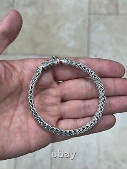 Mens Solid 925 Sterling Silver 7mm Bali Handmade Braided Chain Bracelet 8'