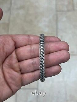 Mens Solid 925 Sterling Silver 7mm Bali Handmade Braided Chain Bracelet 8'