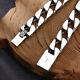 Mens Solid 925 Sterling Silver Chain Curb Cuban Link Bracelet Party Jewelry 12mm