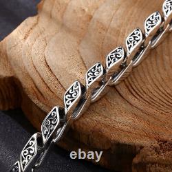Mens Solid 925 Sterling Silver Chain Curb Cuban Link Bracelet Party Jewelry 12mm