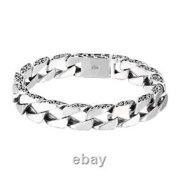 Mens Solid 925 Sterling Silver Chain Curb Cuban Link Bracelet Party Jewelry 12mm