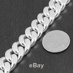 Mens Solid 925 Sterling Silver Cuban Curb Link 15mm Wide 8.5 Heavy Bracelet