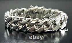 Mens Solid 925 Sterling Silver Miami Cuban Curb Link 8 Heavy Biker Bracelet