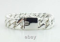 Mens Solid 925 Sterling Silver Miami Cuban Curb Link 8 Heavy Biker Bracelet