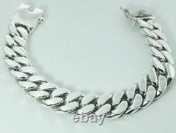 Mens Solid 925 Sterling Silver Miami Cuban Curb Link 8 Heavy Biker Bracelet