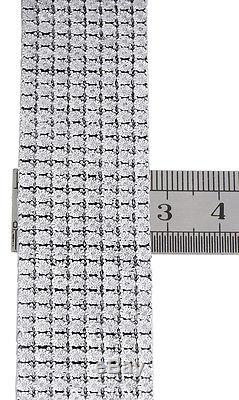 Mens Sterling Silver Real Diamond 8 Row Tennis Bracelet 25mm Miracle Set 8.50
