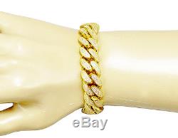 Mens Sterling Silver Yellow Gold Lab Diamond Miami Cuban Chain Necklace Bracelet