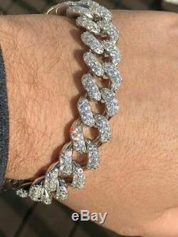 Mens THICK Miami Cuban Link Bracelet Solid 925 Silver Lab Diamonds 15mm 100g ICE