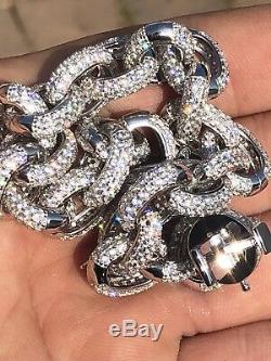 Mens Thick Iced Out Hip Hop Rapper Rolo Bracelet Solid 925 Silver Diamonds ICY