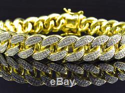 Mens Yellow Gold Finished Sterling Silver Miami Cuban Franco Bracelet (13.12MM)