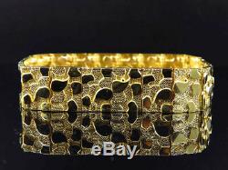 Mens and Ladies 14K Yellow Gold Over 8 Inches Nugget Style ID Bracelet