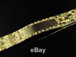 Mens and Ladies 14K Yellow Gold Over 8 Inches Nugget Style ID Bracelet